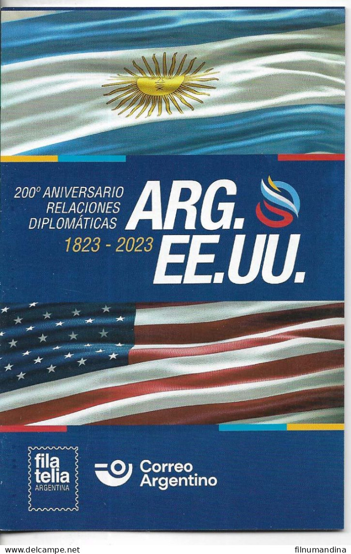 #75287 ARGENTINA 2023 UNITED STATES DIPLOMATIC RELATIONS 200°ANIV POST OFFICIAL BROCHURE MNH - Unused Stamps
