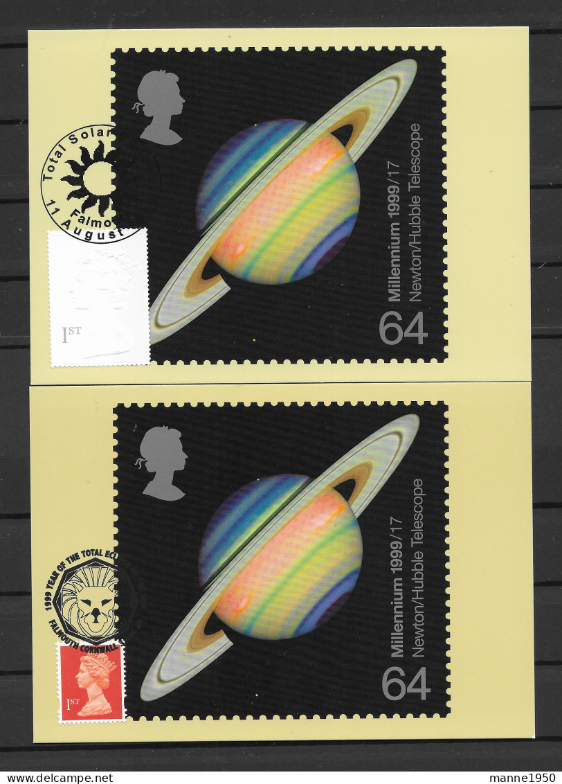 Grossbritannien 1999 Sonnenfinsternis  Posten Von 4 Postkarten  - Maximumkarten (MC)