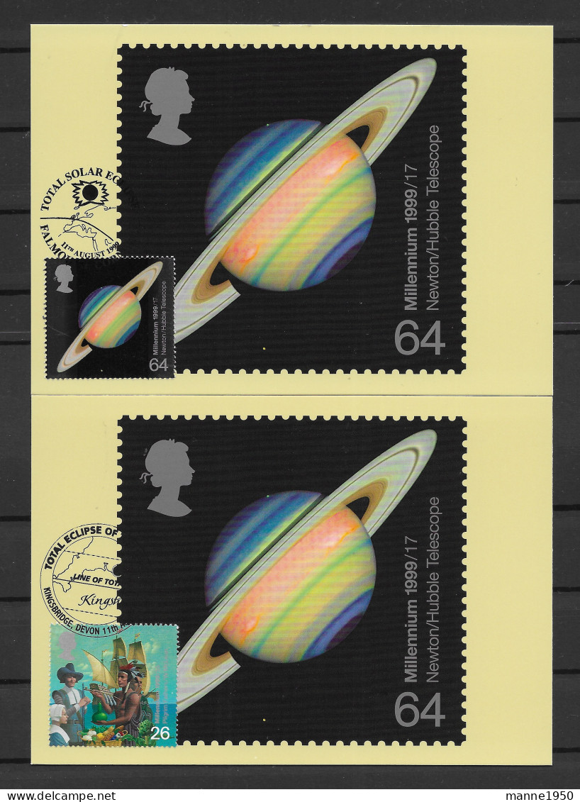 Grossbritannien 1999 Sonnenfinsternis  Posten Von 4 Postkarten  - Cartes-Maximum (CM)