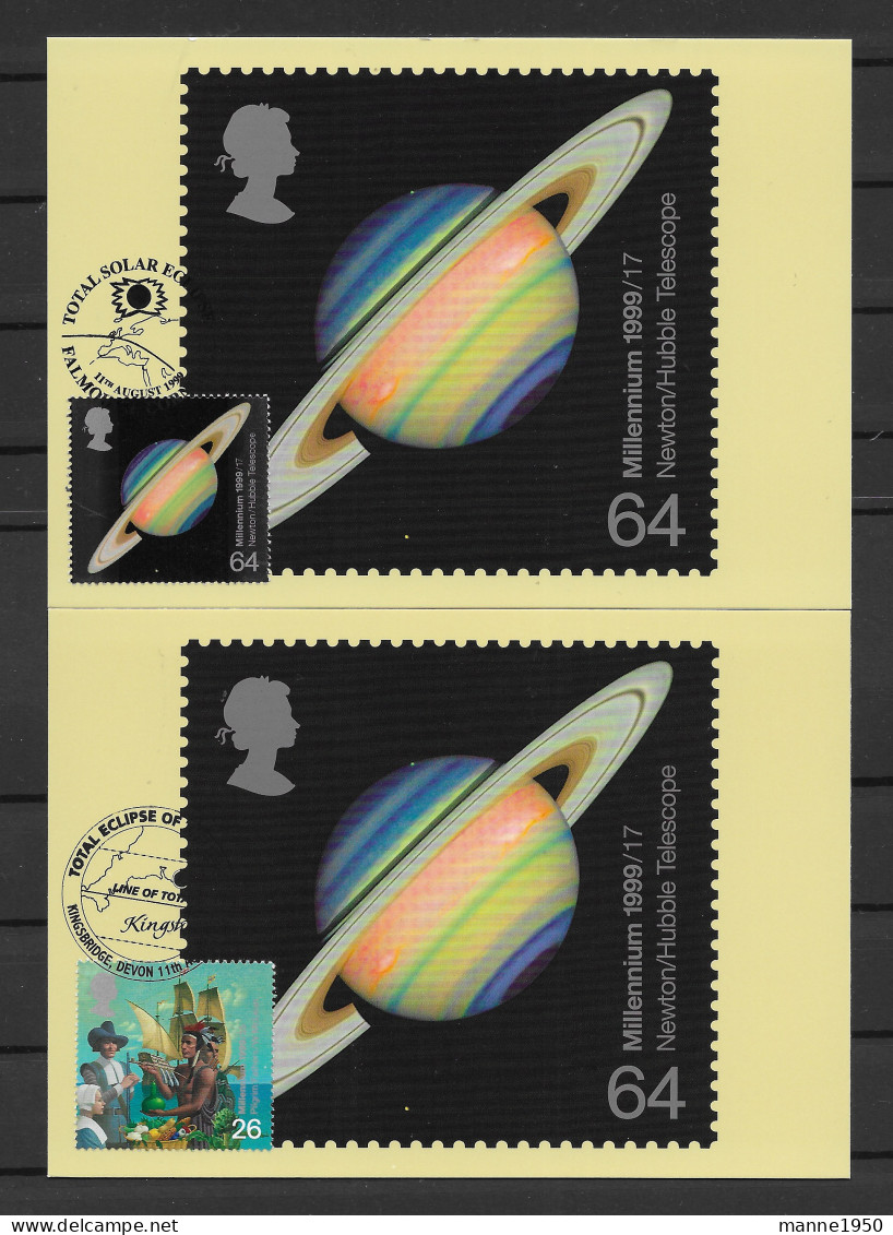 Grossbritannien 1999 Sonnenfinsternis  Posten Von 4 Postkarten  - Carte Massime