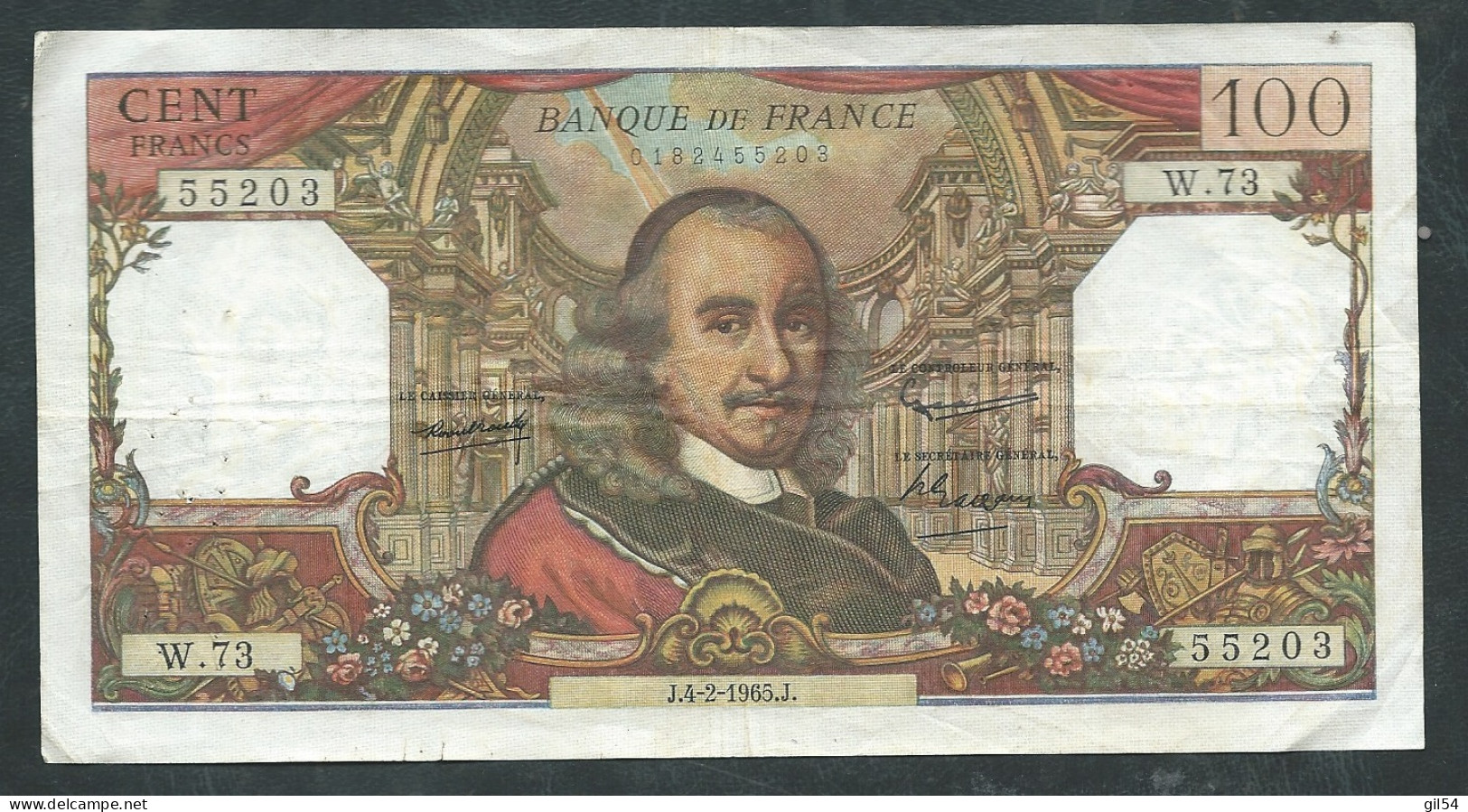 France -  Billet 100 Francs "Corneille" J.4-2-1965.J     LAURA 118 013 - 100 F 1964-1979 ''Corneille''