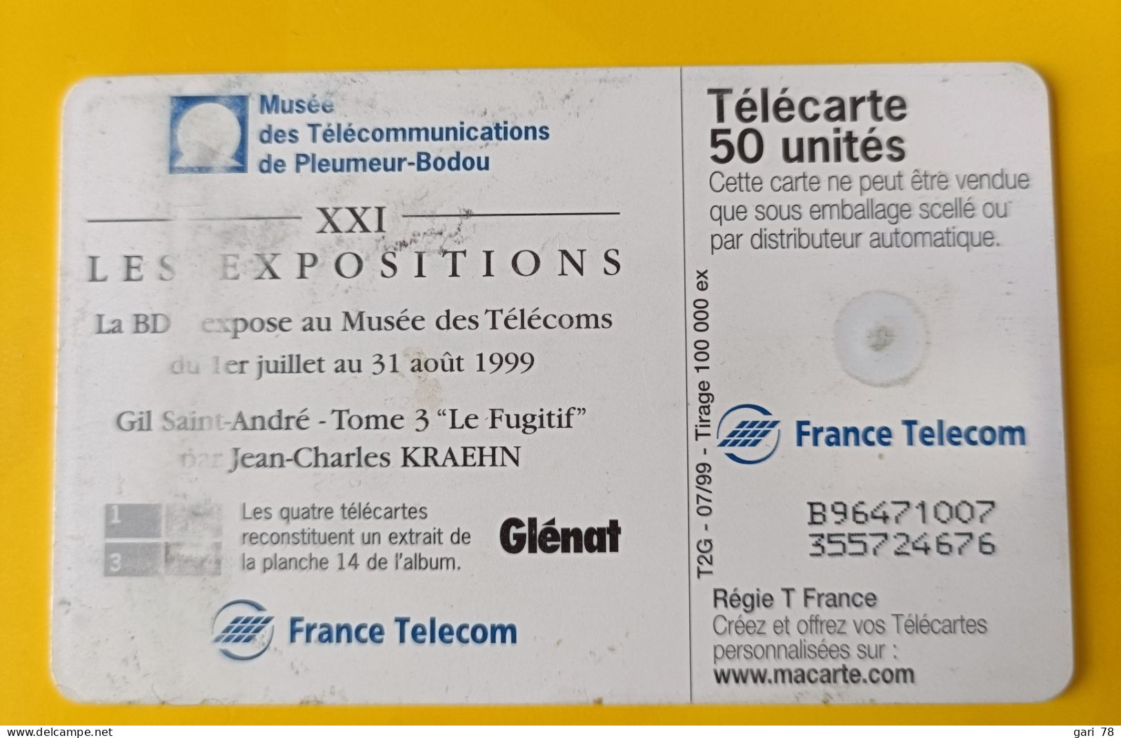 Télécarte, Musée Des Télécommunications De Pleumeur Bodou - BD Gil Saint André - Le Fugitif - 1999