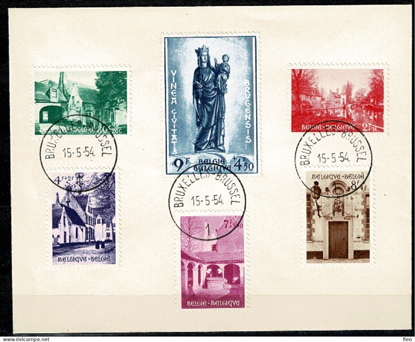 1954 946/951  FDC (Bruxs) : Begijnhof Brugge - 1951-1960