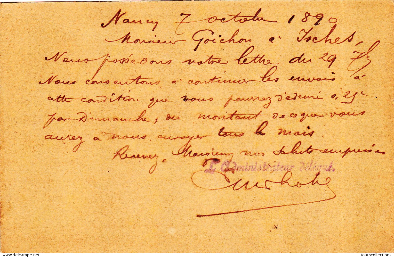 ENTIER POSTAL CARTE POSTALE De 1890 Cachet NANCY à ISCHES Vosges - Journal L'Est Républicain.à Goichon Percepteur Impôts - Cartes Précurseurs