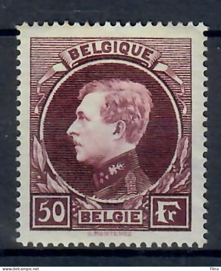 BELGIO 1929 EFFIGE DI RE ALBERTO I 50 FR. VINACEO MH/* - 1929-1941 Gran Montenez