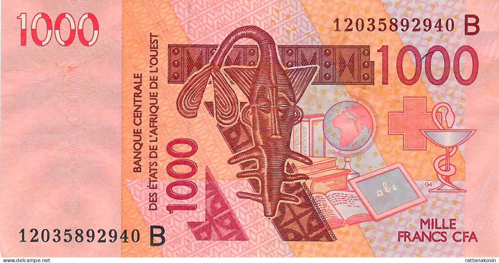 W.A.S. BENIN P215Bl 1000 FRANCS (20)12  2012 Signature 39  XF NO P.h. - West African States
