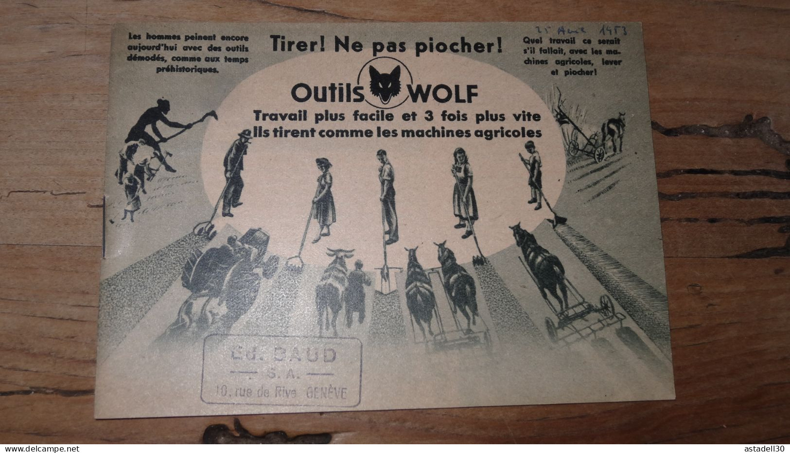 Publicité, Outils WOLF A GENEVE .......... E3-25 - Suisse