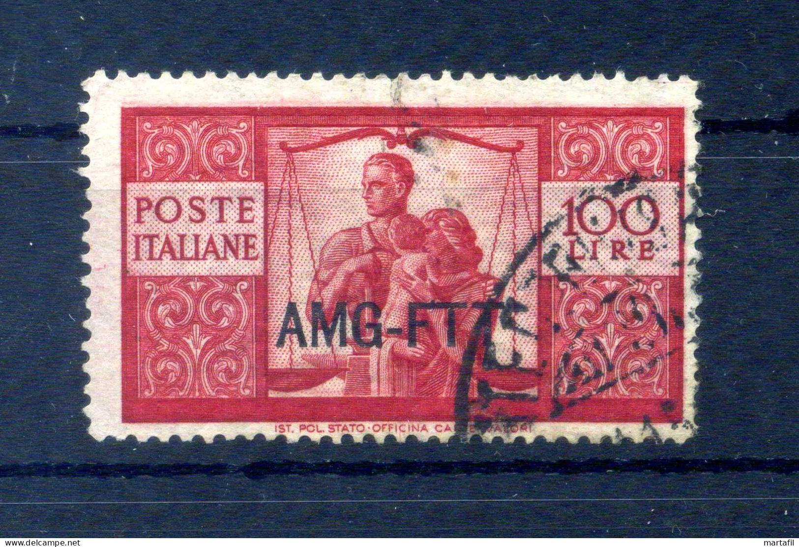 1949-50 Trieste Zona A S67 Usato, Serie Democratica 100 Lire Sovrastampa Una Riga - Afgestempeld
