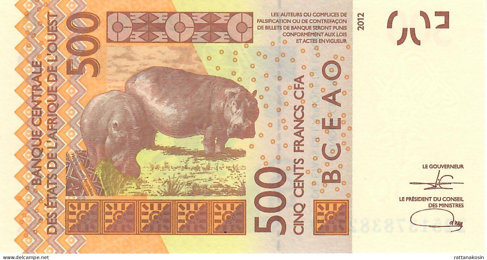 W.A.S. MALI    P419Dk  500 FRANCS (20)22  2022 Signature 45    UNC. - West African States