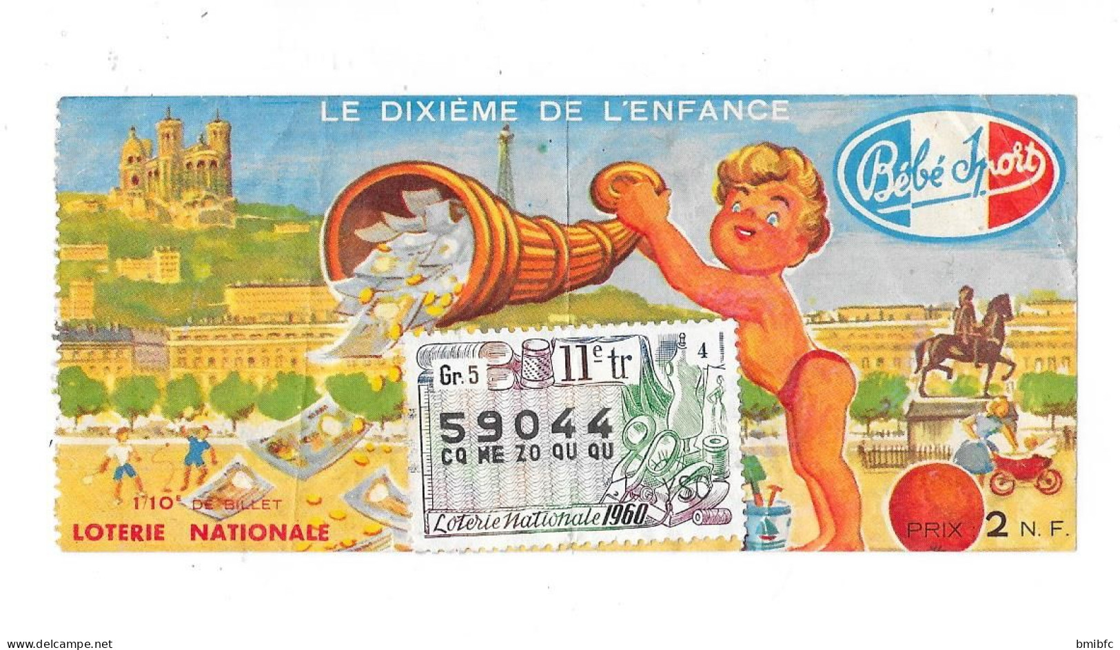 1960 - LOTERIE NATIONALE - LE DIXIÈME De L'ENFANCE  N° 59044 - Bébé Sport - 6 Cours Gambetta LYON - Billets De Loterie