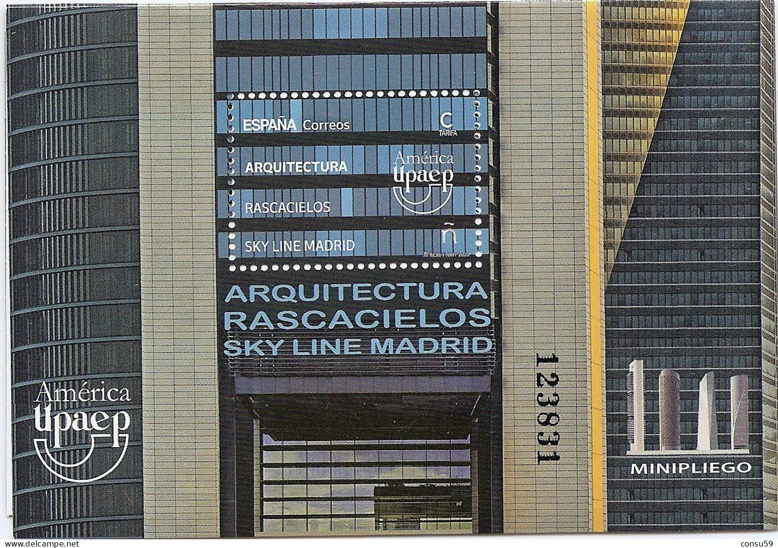 2020-ED. 5440 - MINIPLIEGO PLEGADO- América UPAEP. Arquitectura. Rascacielos. Skyline Madrid- NUEVO - Blocs & Hojas