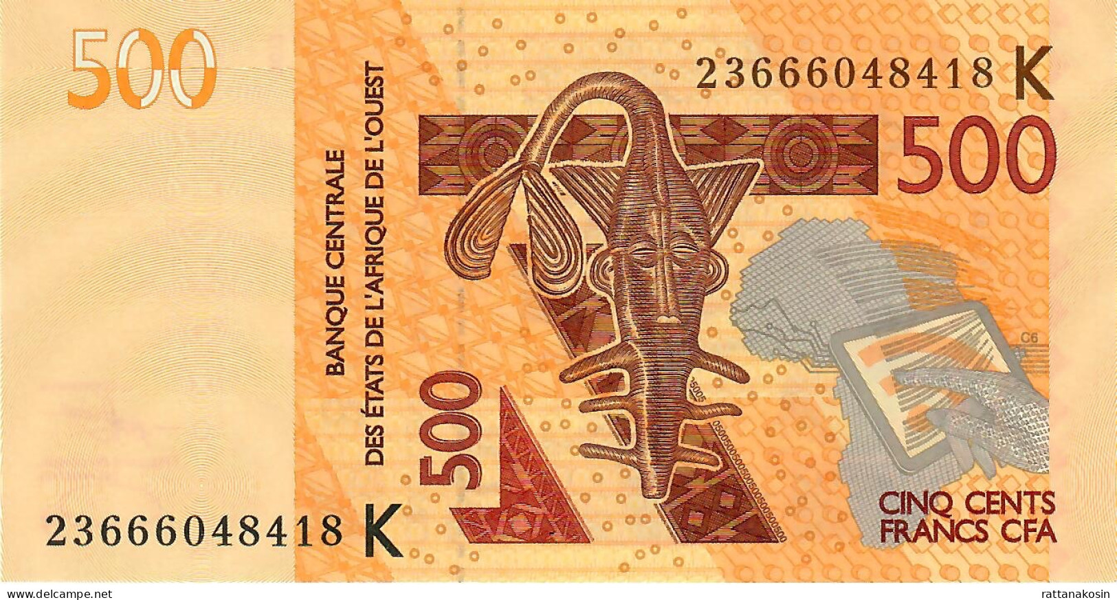 W.A.S. SENEGAL    P719Kl   500 FRANCS (20)23  2023 Signature 46    UNC. - États D'Afrique De L'Ouest