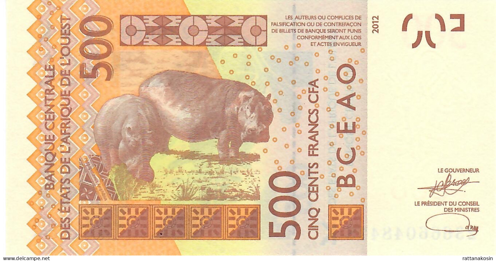 W.A.S. SENEGAL    P719Kl   500 FRANCS (20)23  2023 Signature 46    UNC. - West-Afrikaanse Staten