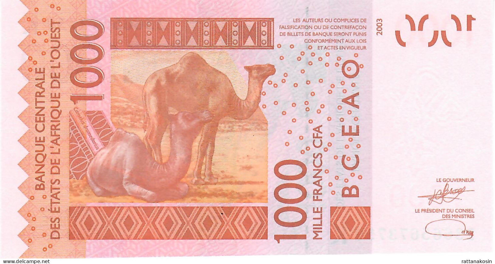 W.A.S. SENEGAL    P715Kw   1000 FRANCS (20)23  2023 Signature 46    UNC. - West-Afrikaanse Staten