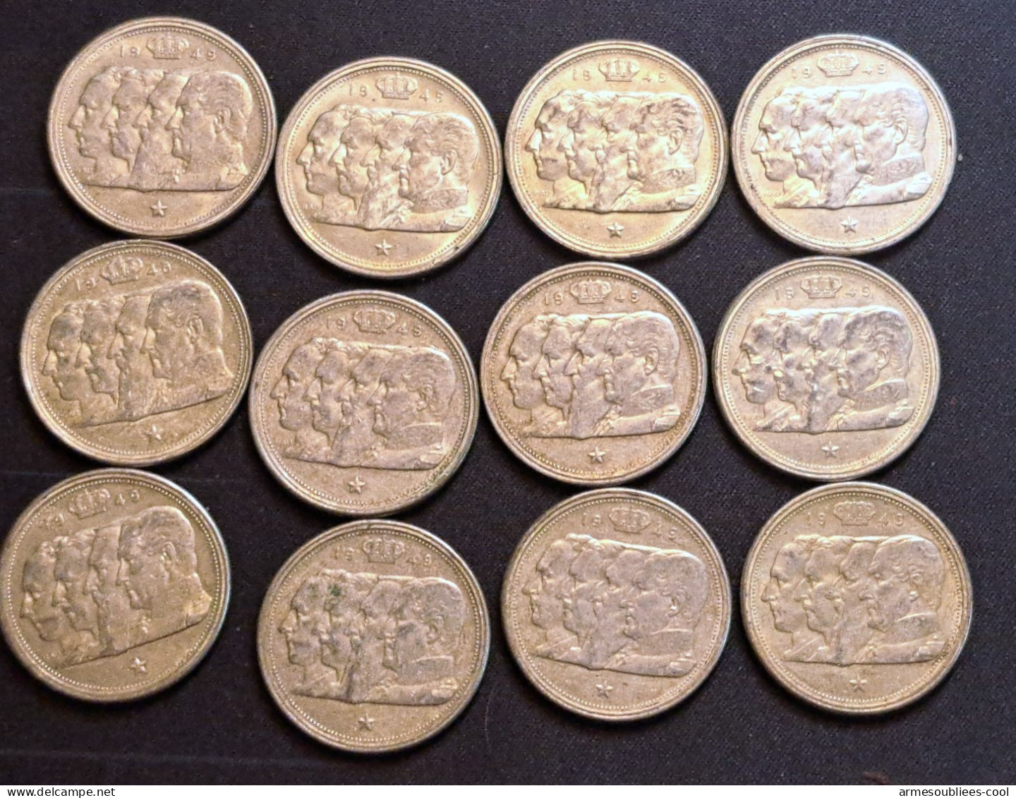 Lot De 12 Pièces En Argent De 100FB Belge 1949 Période Régences Les  4 Rois Dans Leurs Jus. - 100 Franc