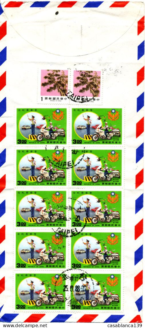 Taiwan 1988, Police Day, Sheet Of 10, Mi 1813, Letter To Germany, Unusual - Gebruikt