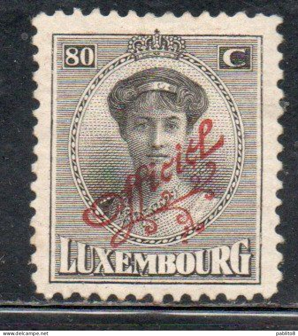 LUXEMBOURG LUSSEMBURGO 1922 1926 SURCHARGE OFFICIEL CENT. 80c MH - Servizio