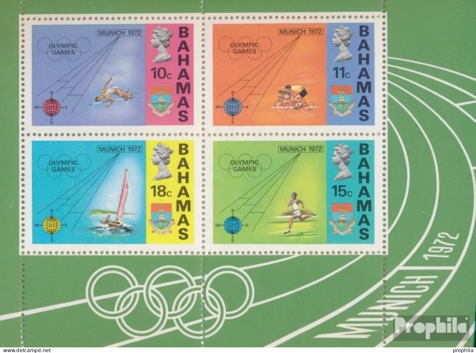 Bahamas Block5 (kompl.Ausg.) Postfrisch 1972 Olympische Sommerspiele - 1963-1973 Interne Autonomie