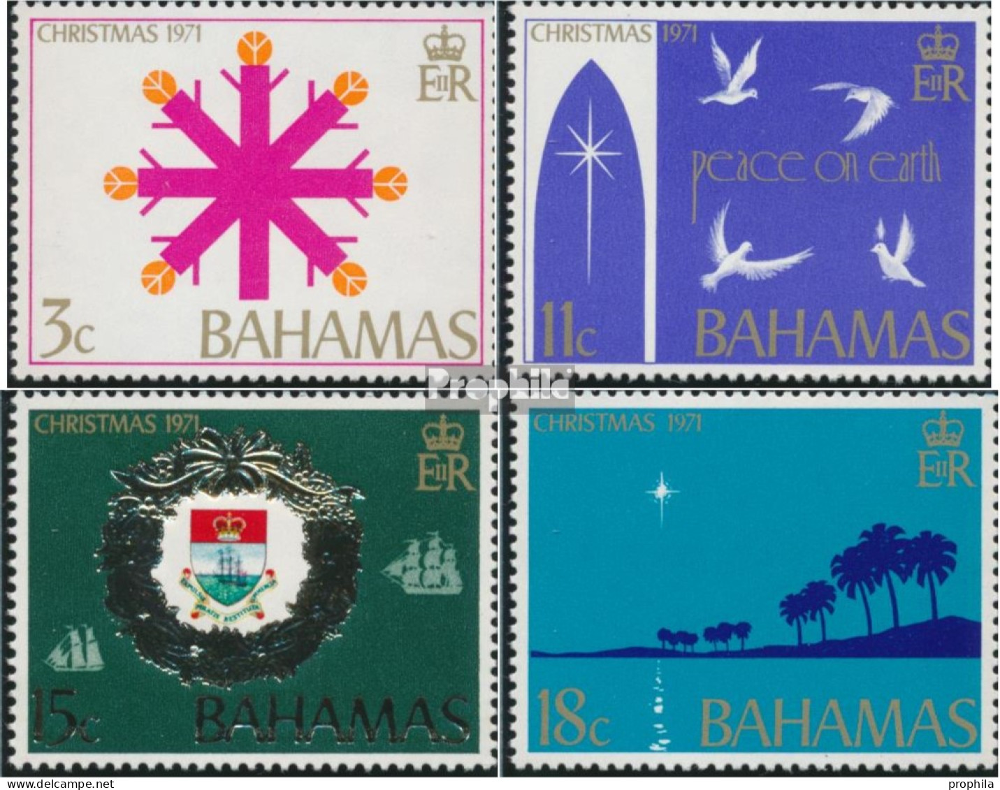 Bahamas 336A-339A (kompl.Ausg.) Postfrisch 1971 Weihnachten - 1963-1973 Autonomie Interne