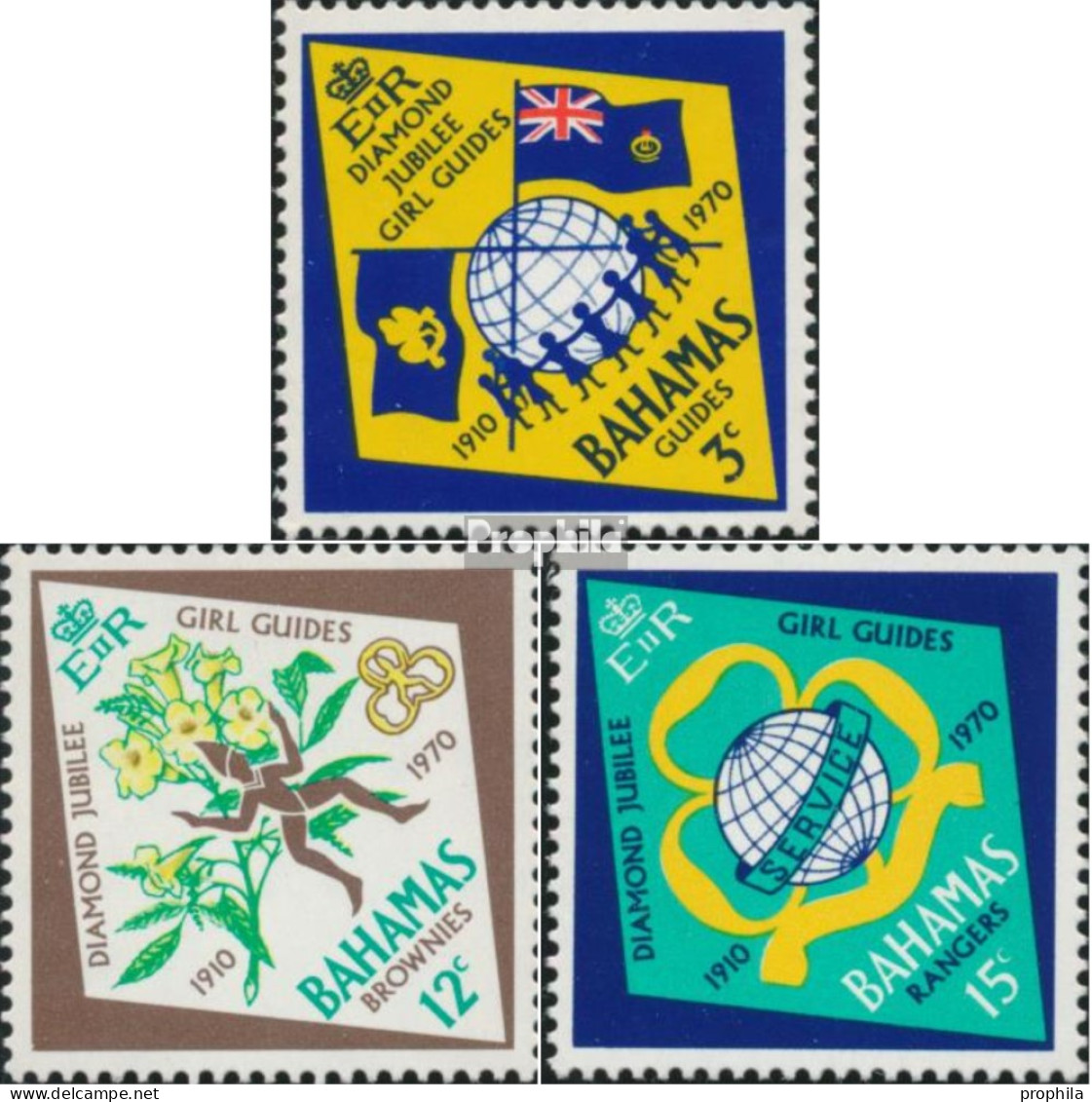 Bahamas 303-305 (kompl.Ausg.) Postfrisch 1970 Pfadfinderinnen - 1963-1973 Ministerial Government