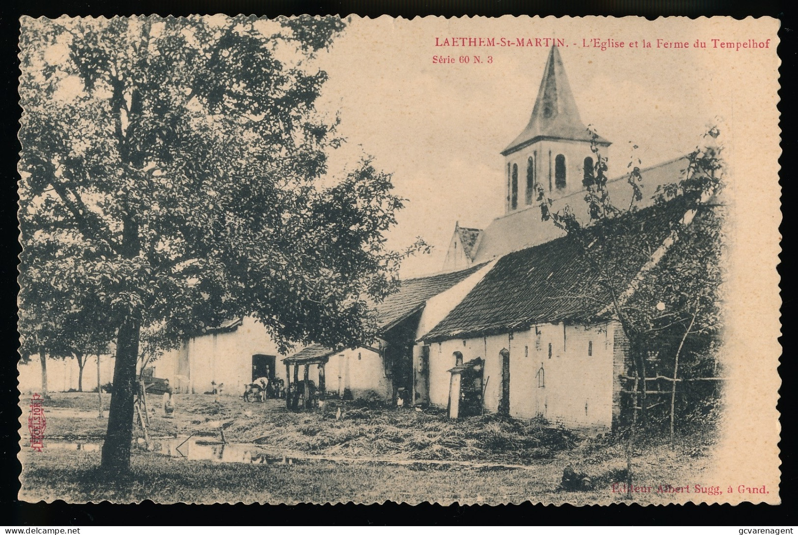 SINT MARTENS   L'EGLISE ET LA FERME DE TEMPELHOF  - A.SUGG  60 / 3     2 SCANS - Sint-Martens-Latem