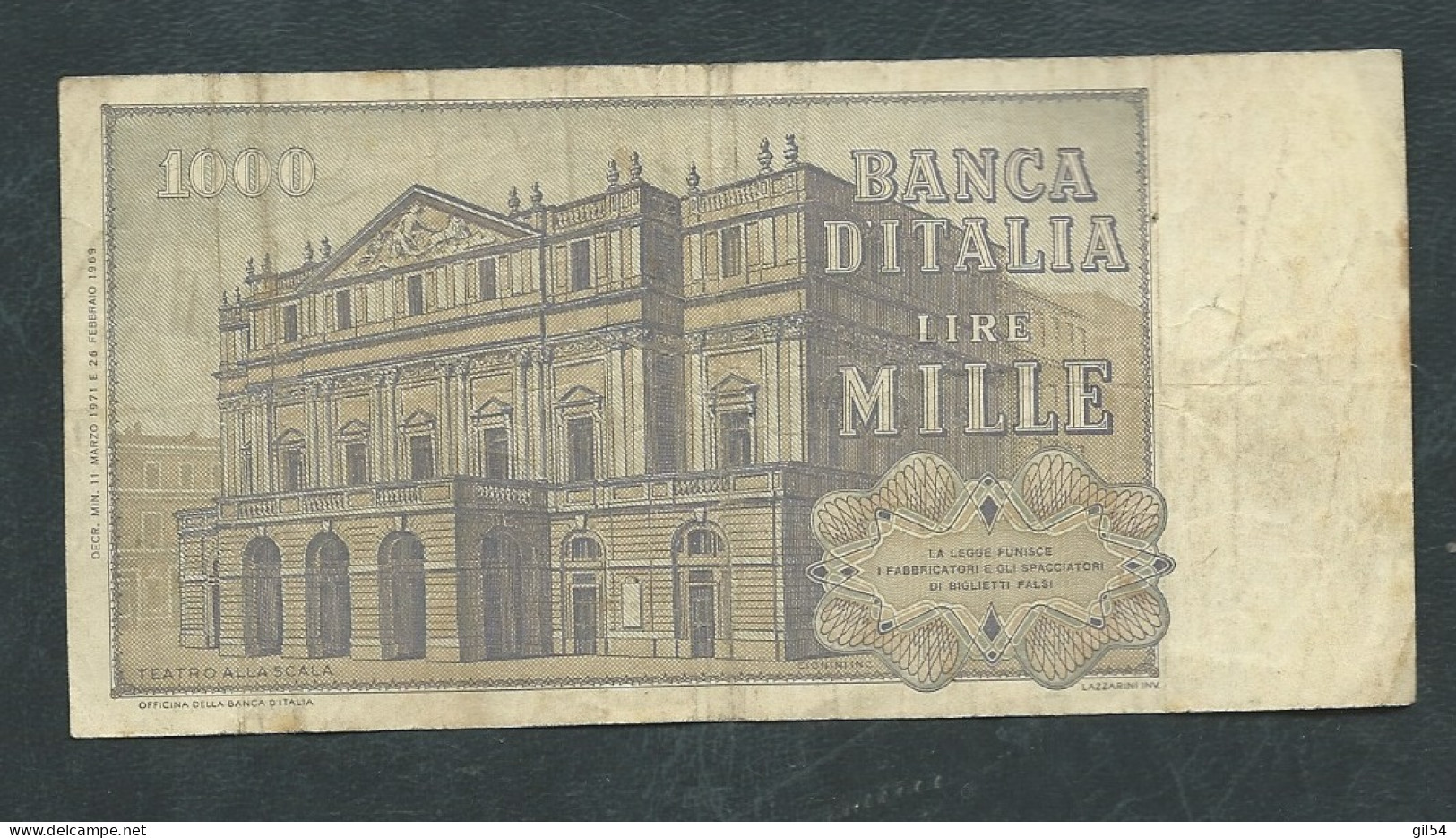 969 - 1000 Lire - Banca D'Italia - N B 523041 D - Giuseppe Verdi  Laura 11912 - 1.000 Lire