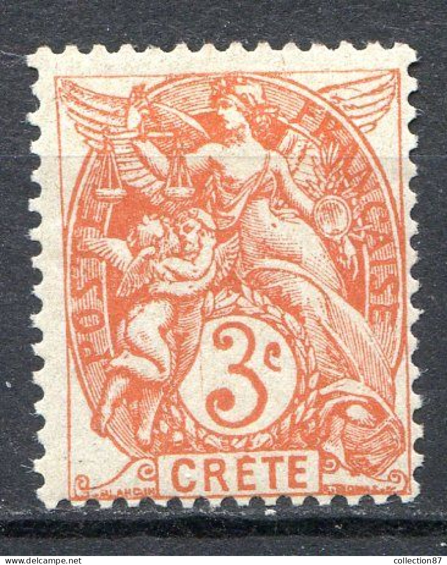 Réf 76 CL2 < -- CRETE < N° 3 * NEUF Ch. * MH -- > Type Blanc 3 Cts - Unused Stamps