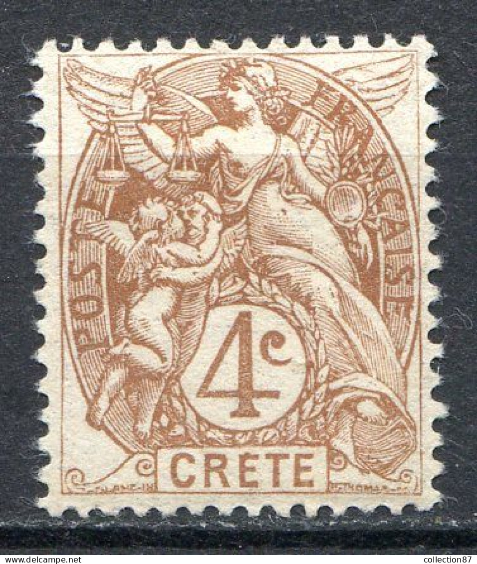 Réf 76 CL2 < -- CRETE < N° 4 * NEUF Ch. * MH -- > Type Blanc 4 Cts - Unused Stamps