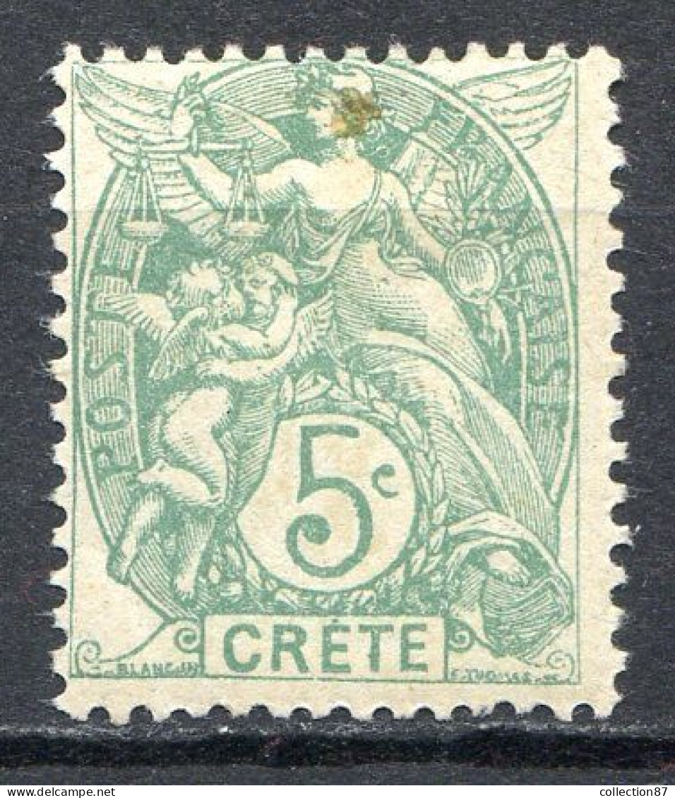 Réf 76 CL2 < -- CRETE < N° 5 * NEUF Ch. * MH -- > Type Blanc 5 Cts - Ungebraucht