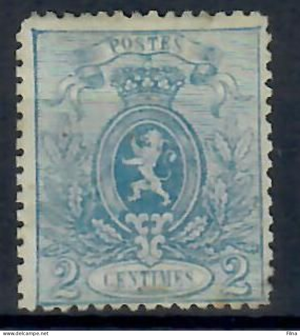 BELGIO 1866 2 CENT AZZURRO STEMMA MH/* - 1866-1867 Petit Lion