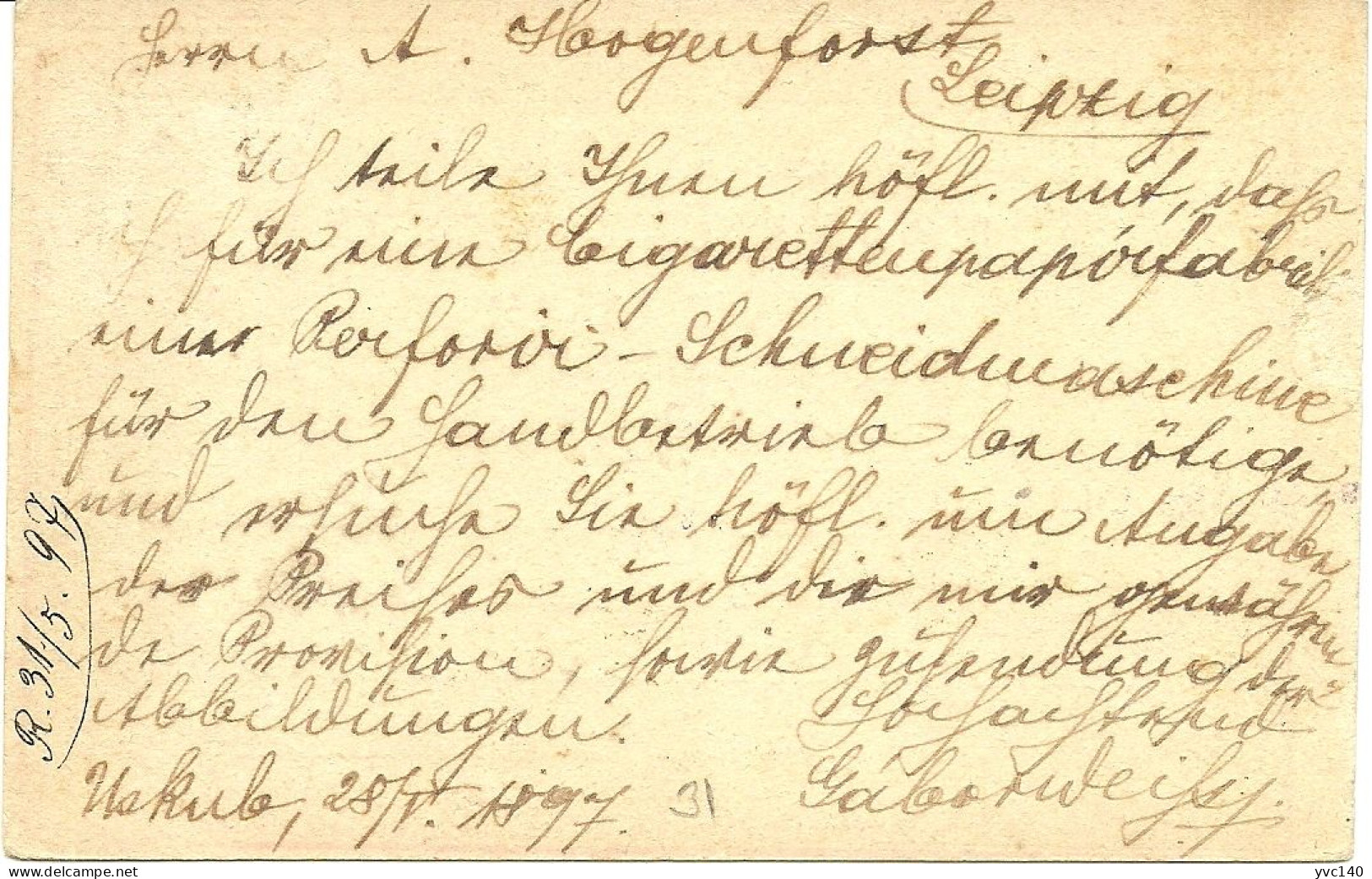 Turkey; 1897 Ottoman Postal Stationery Sent From Uskub (Skopje/N.Macedonia) To Leipzig - Cartas & Documentos