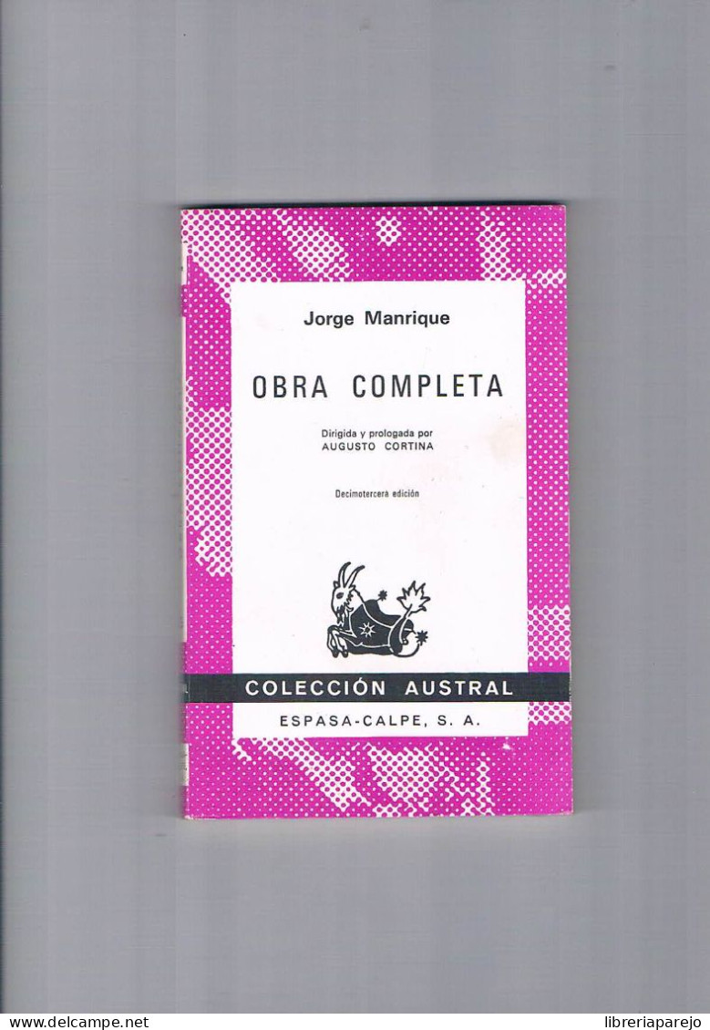 Jorge Manrique Obra Completa Coleccion Austral 1979 - Otros & Sin Clasificación