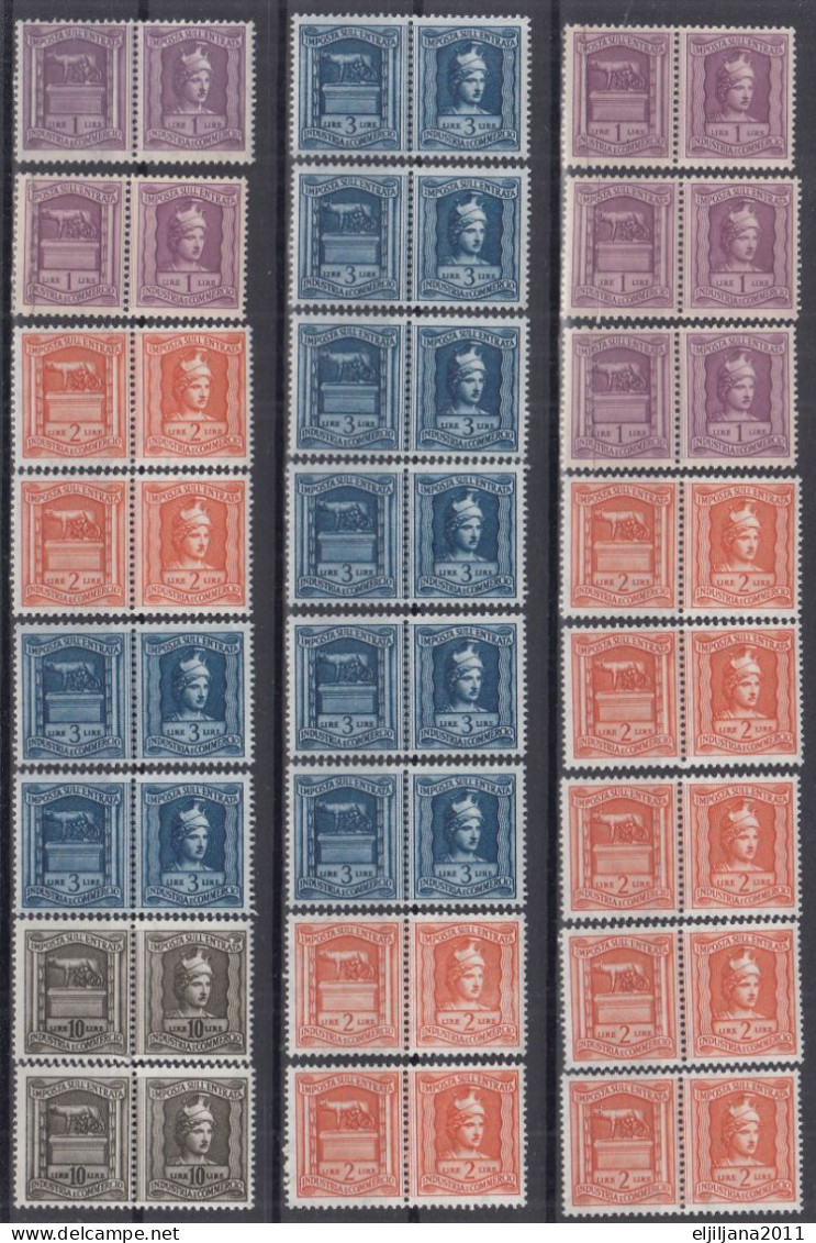 SALE !! 50 % OFF !! ⁕ ITALY ⁕ Entry Tax / Imposta Sull'Entrata / Industry And Trade ⁕ 24 Pairs MNH - Fiscale Zegels