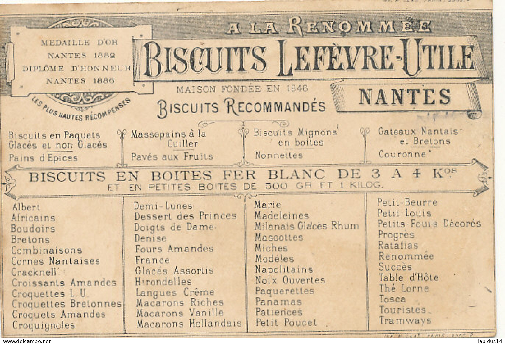  N 182 -  1  CHROMO    BISCUITS LEFEVRE-UTILE NANTES  BOLIVIE - Lu