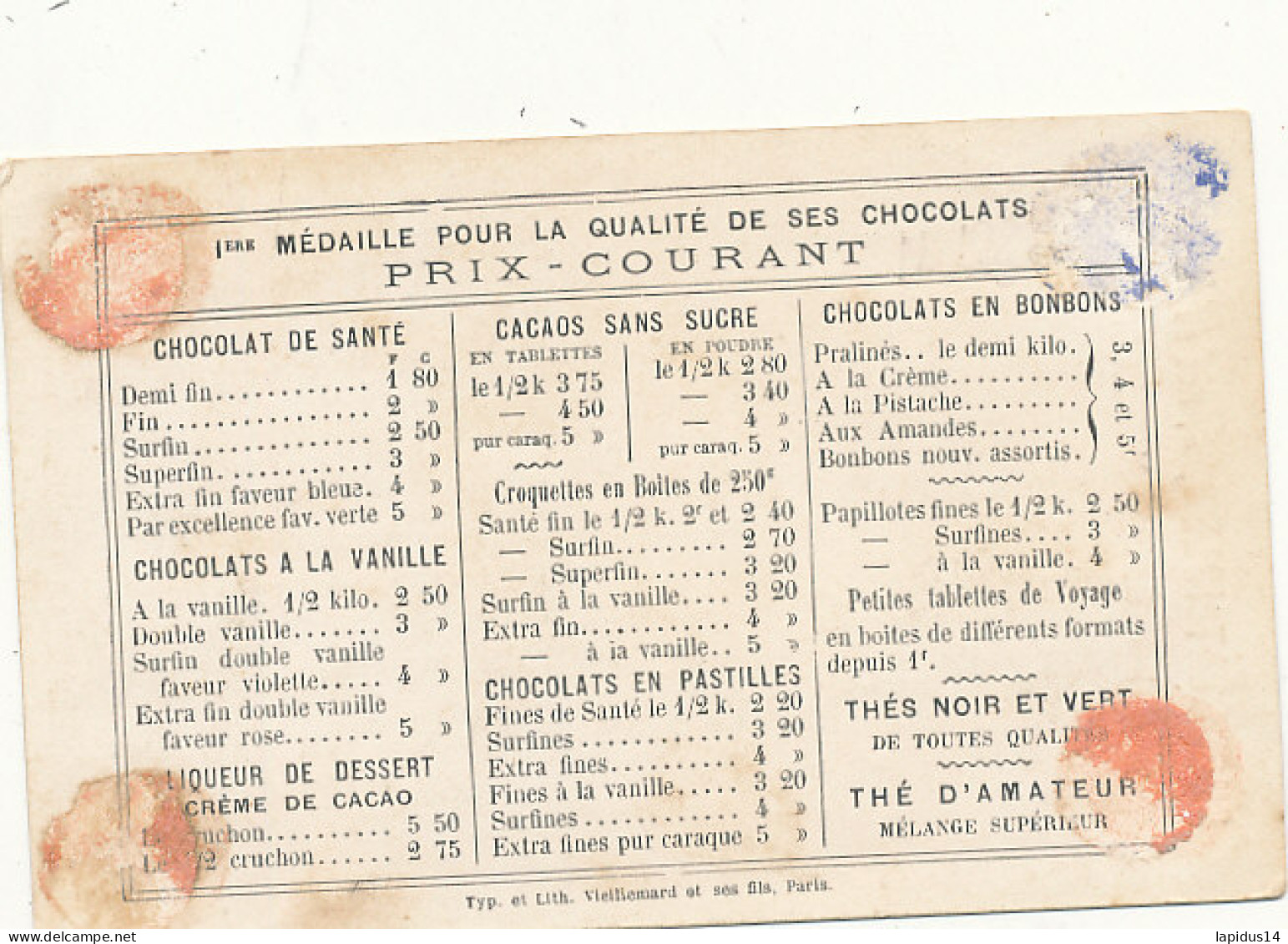  N 187 -  1  CHROMO   CHOCOLAT IBLED   PARIS MONDICOURT -CONSEILS D'UNE MERE A SA FIILLE - Ibled