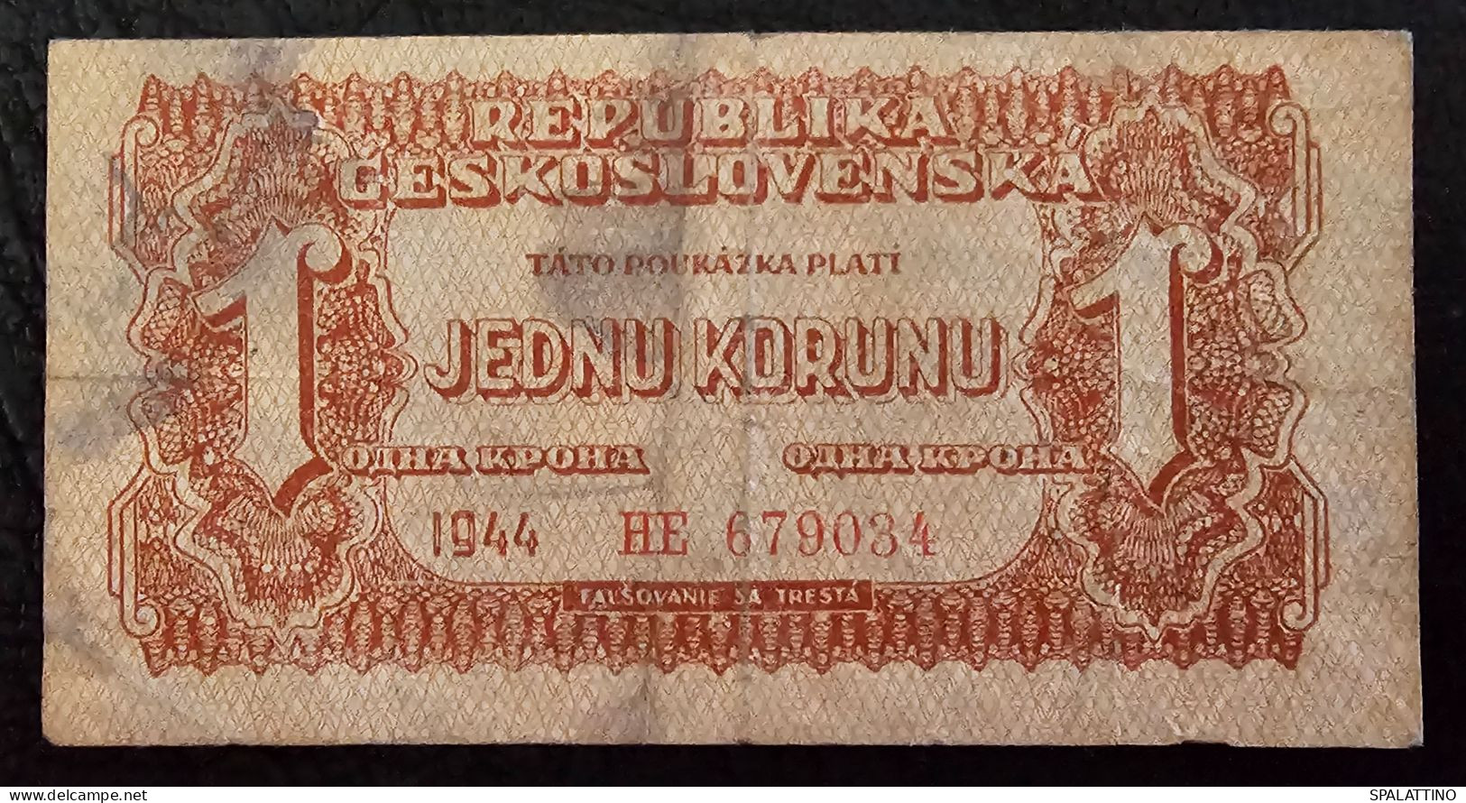 CZECHOSLOVAKIA- 1 KORUNA 1944. - Tchécoslovaquie