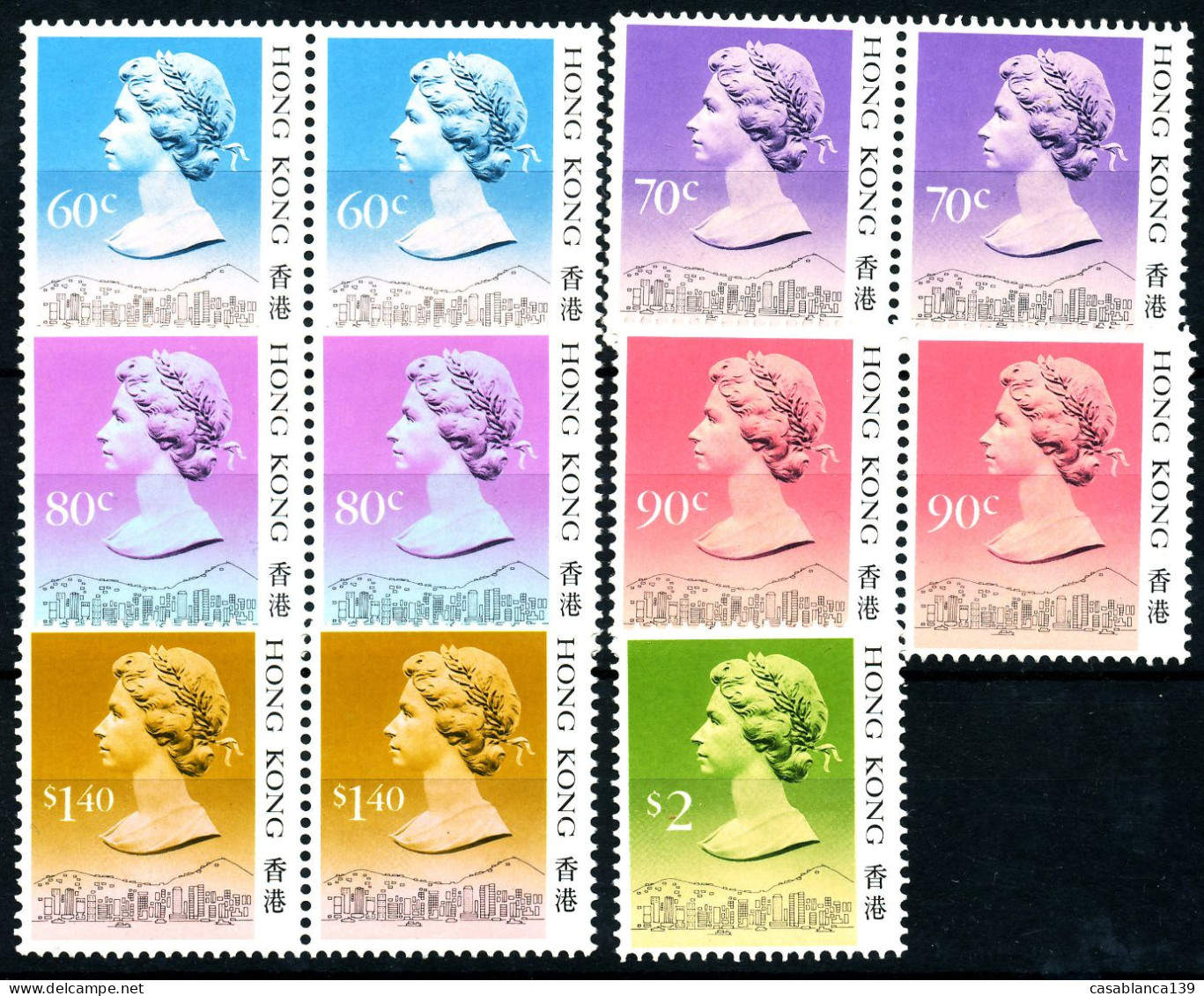 Hong Kong QE II 1987 Typ II, 510-13, 548 In Pairs, 517 MNH, Michel 33,70€ - Unused Stamps