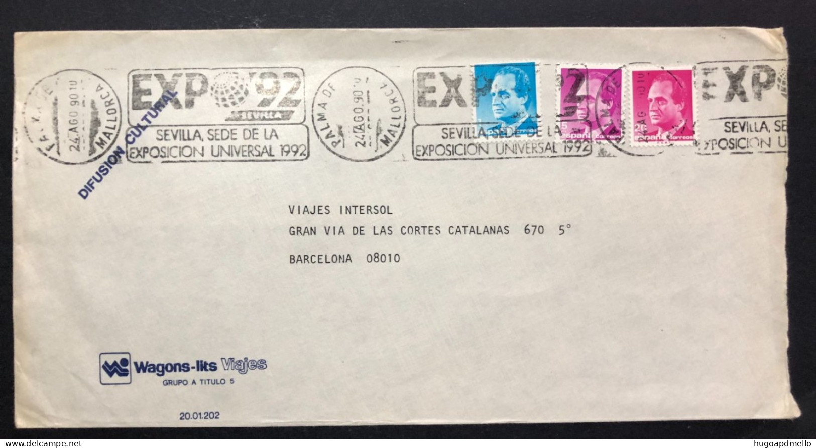 SPAIN, Cover With Special Cancellation « EXPO '92 », « PALMA DE MALLORCA Postmark », « WAGONS LITS », 1990 - 1992 – Sevilla (Spanje)