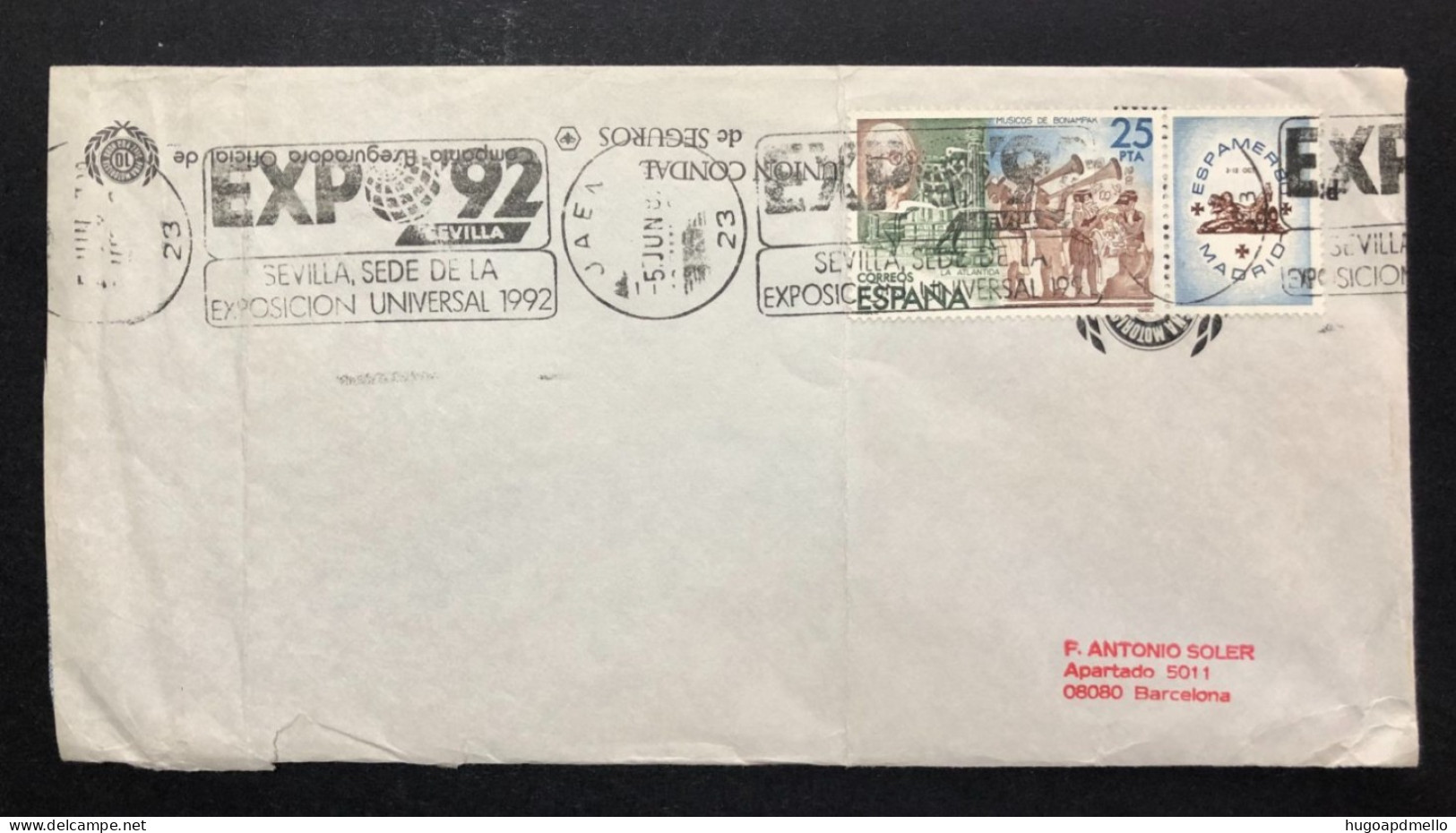 SPAIN, Cover With Special Cancellation « EXPO '92 », « JAEN Postmark », 1987 - 1992 – Siviglia (Spagna)