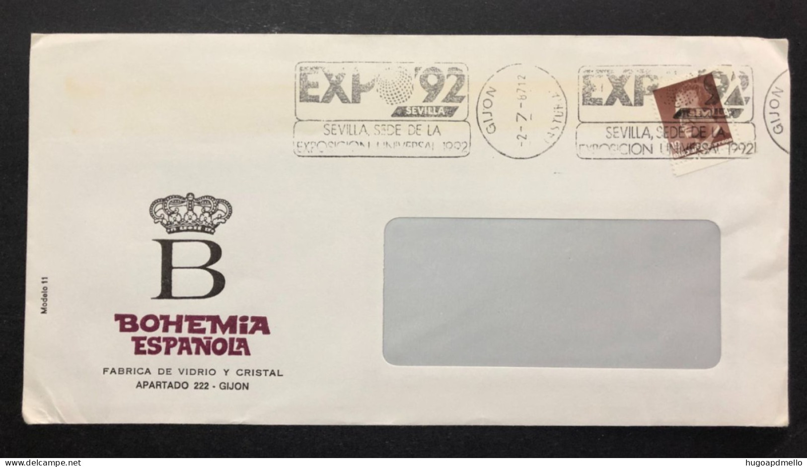SPAIN, Cover With Special Cancellation « EXPO '92 », « GIJON Postmark », 1987 - 1992 – Séville (Espagne)