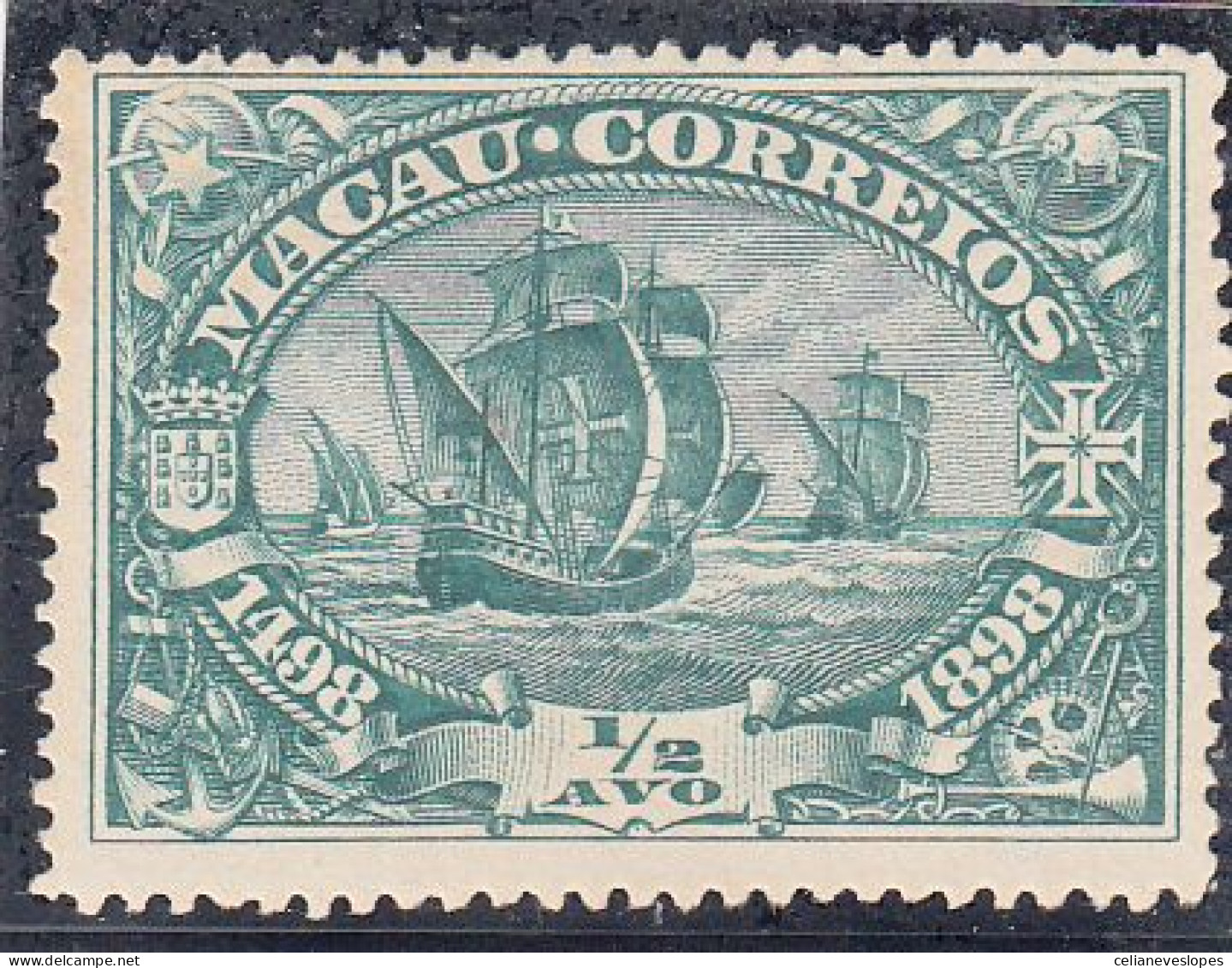 Macau, Macao, Caminho Mar. Para A India, 1/2 A. Verde, 1898, Mundifil Nº 70 MH - Gebraucht