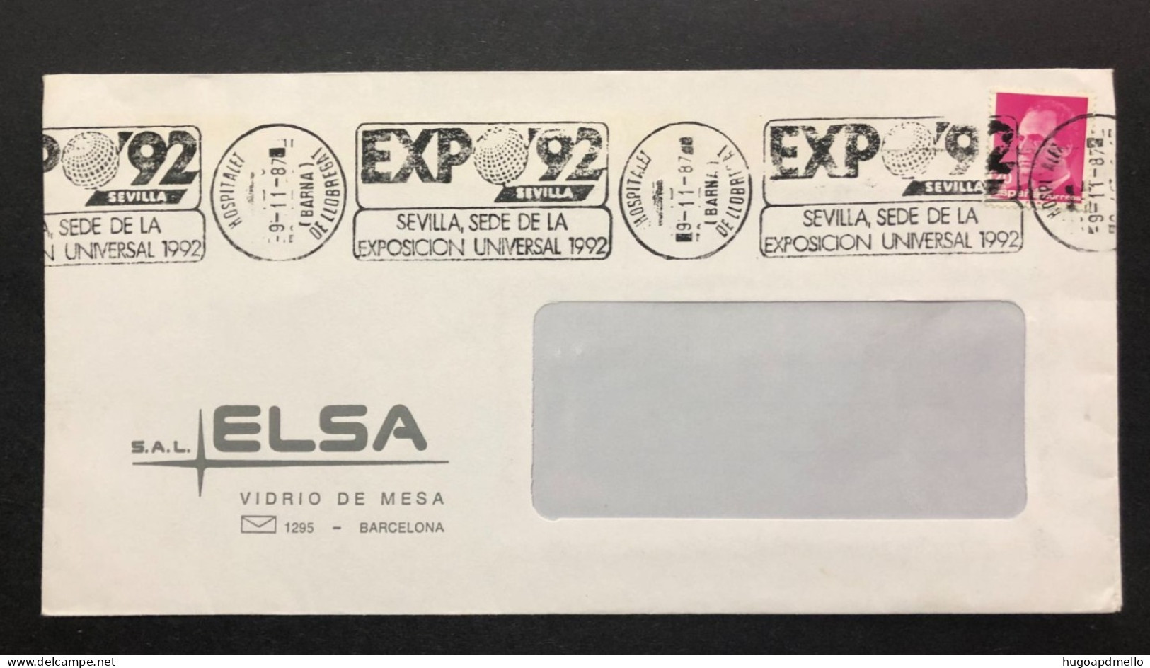 SPAIN, Cover With Special Cancellation « EXPO '92 », « HOSPITALET DE LLOBREGAT (Barcelona) Postmark », 1987 - 1992 – Sevilla (España)