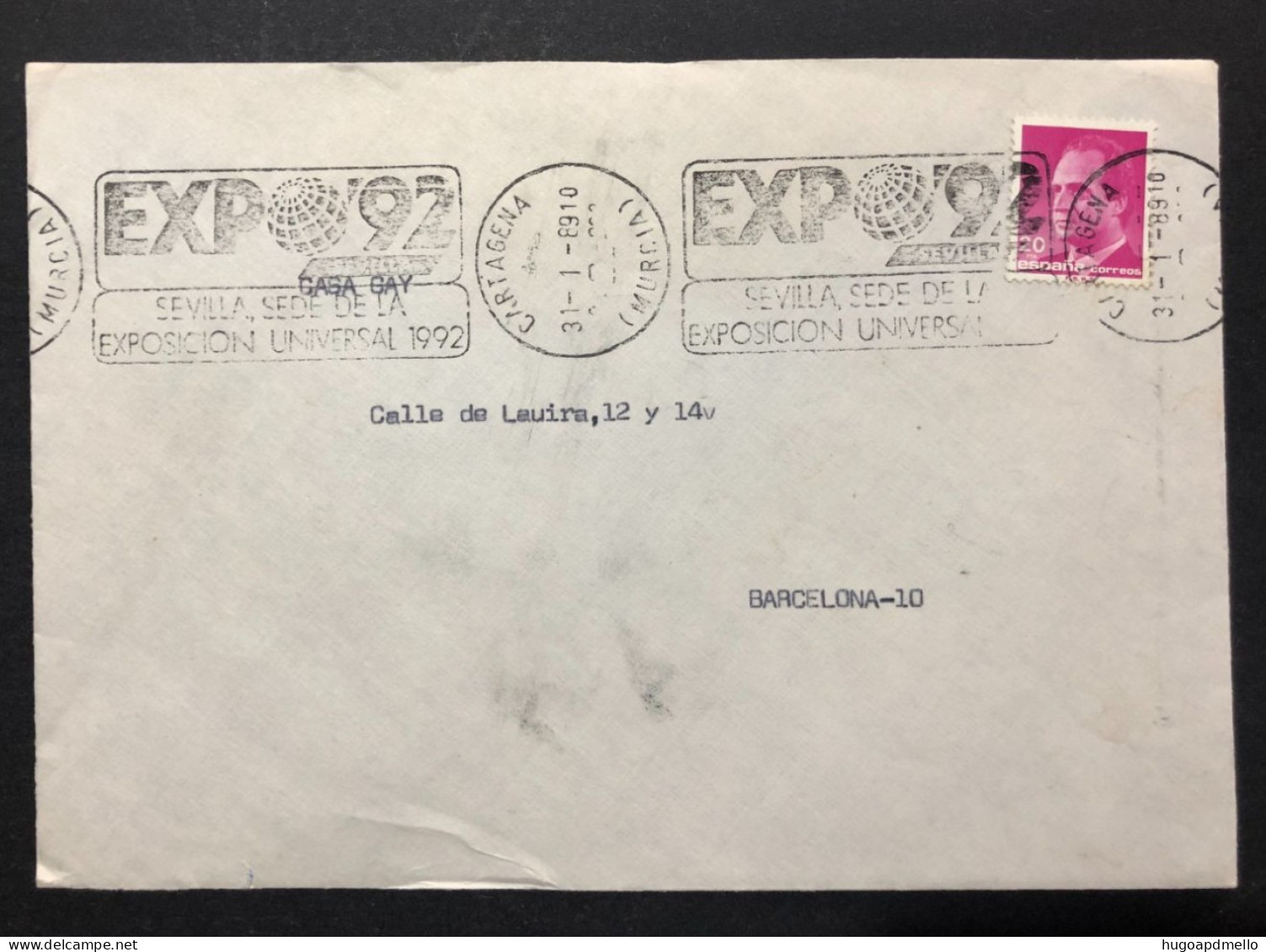 SPAIN, Cover With Special Cancellation « EXPO '92 », « CARTAGENA (Murcia) Postmark », 1989 - 1992 – Sevilla (Spain)