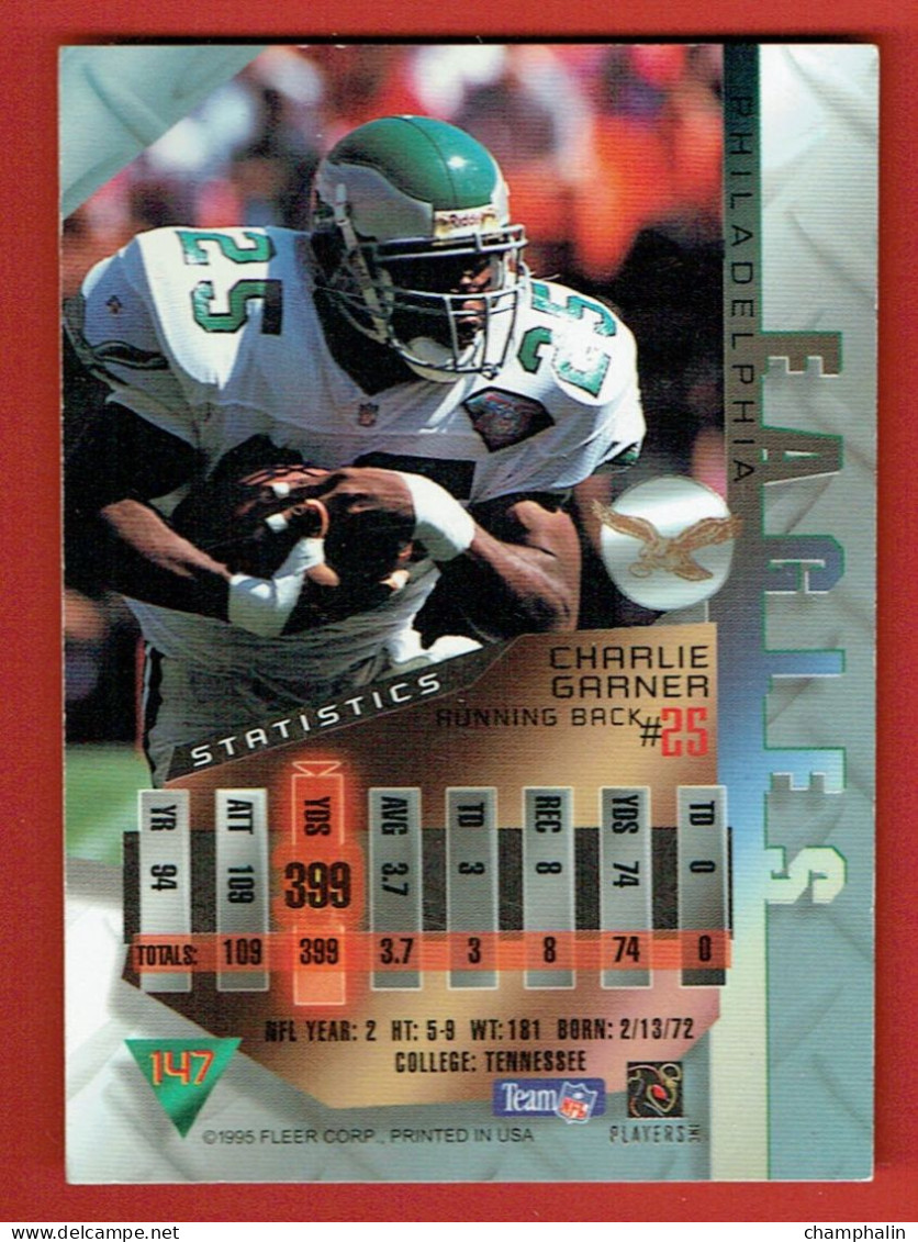 Football Américain NFL - Carte Fleer 1995 - Charlie Garner - Philadelphia Eagles - Andere & Zonder Classificatie