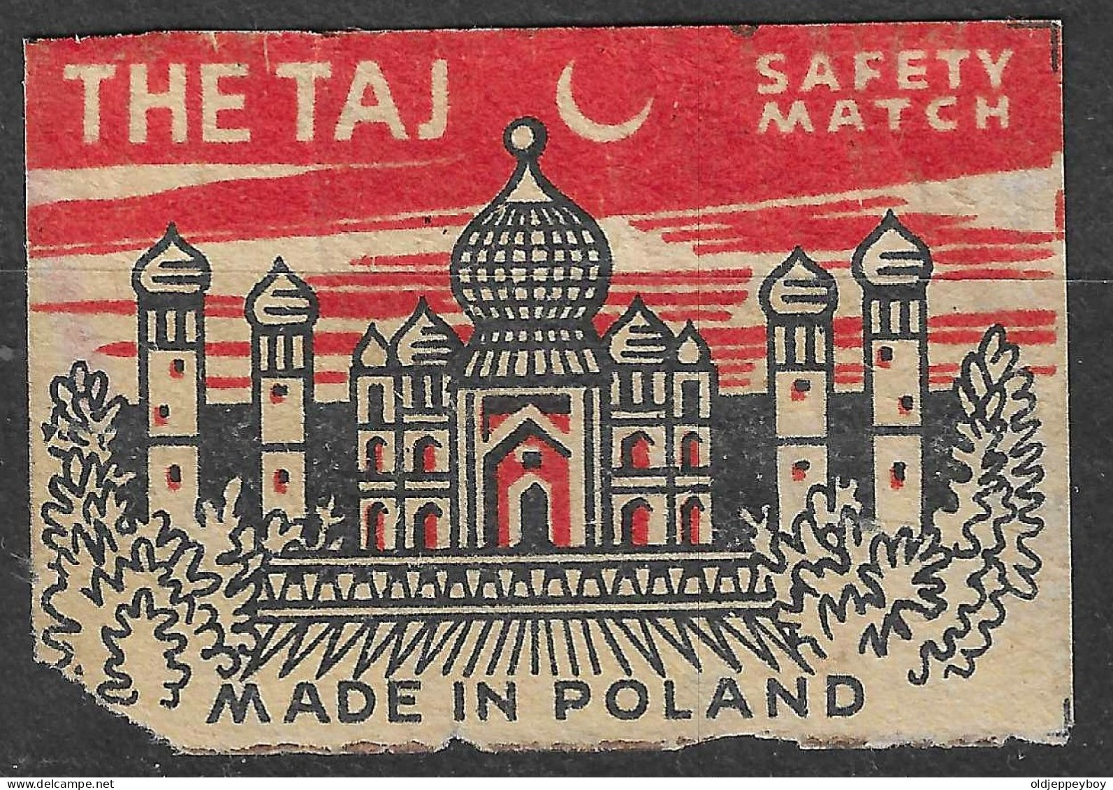  Phillumeny MATCHBOX LABEL Made In Poland, 1950’s/1960’s  THE TAJ MAHAL  3.5 X 5 Cm - Boites D'allumettes - Etiquettes