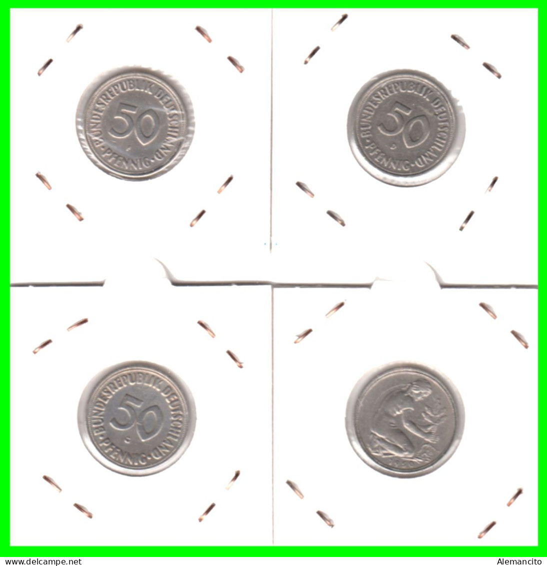 ALEMANIA FEDERAL - DEUTSCHLAND - GERMANY –  4 MONEDAS DE 50 Pfn. DEL AÑO 1950 -  CECAS - D – F – G – J.- - 50 Pfennig