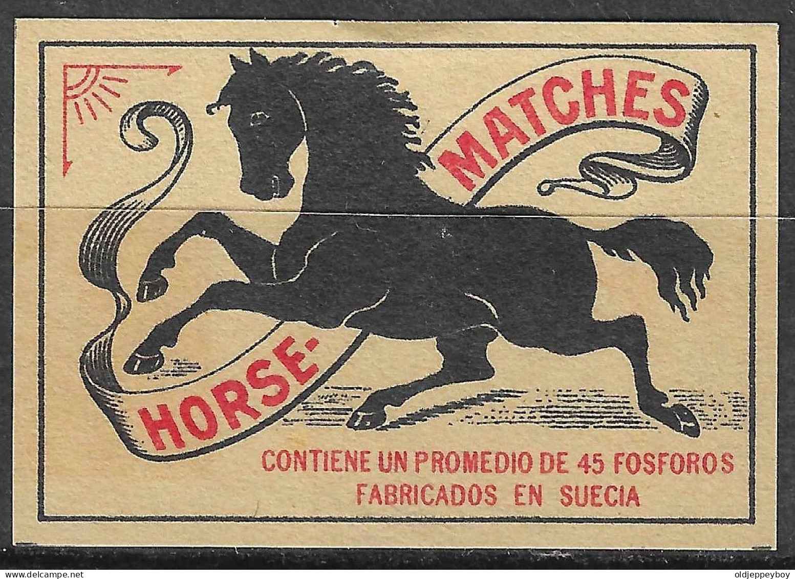 Vintage MADE IN SWEDEN  Suecia Phillumeny MATCHBOX LABEL Horse Matches   3.5 X 5 Cm - Boites D'allumettes - Etiquettes