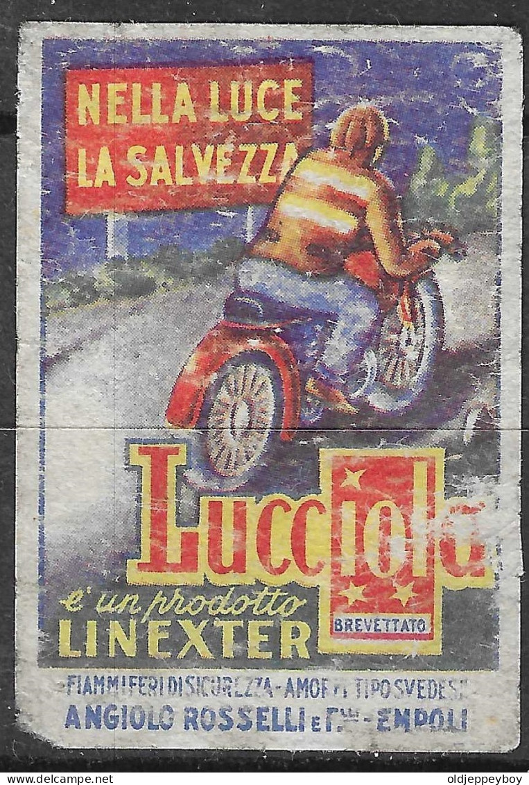  Phillumeny MATCHBOX LABEL Italy, Lucciola, Safety Jackets For Biker  3.5 X 5 Cm - Zündholzschachteletiketten