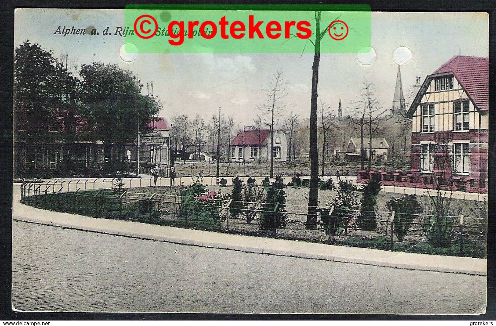 ALPHEN AAN DE RIJN Stationsplein 1927 Langebalkstempel OUDSHOORN - Alphen A/d Rijn