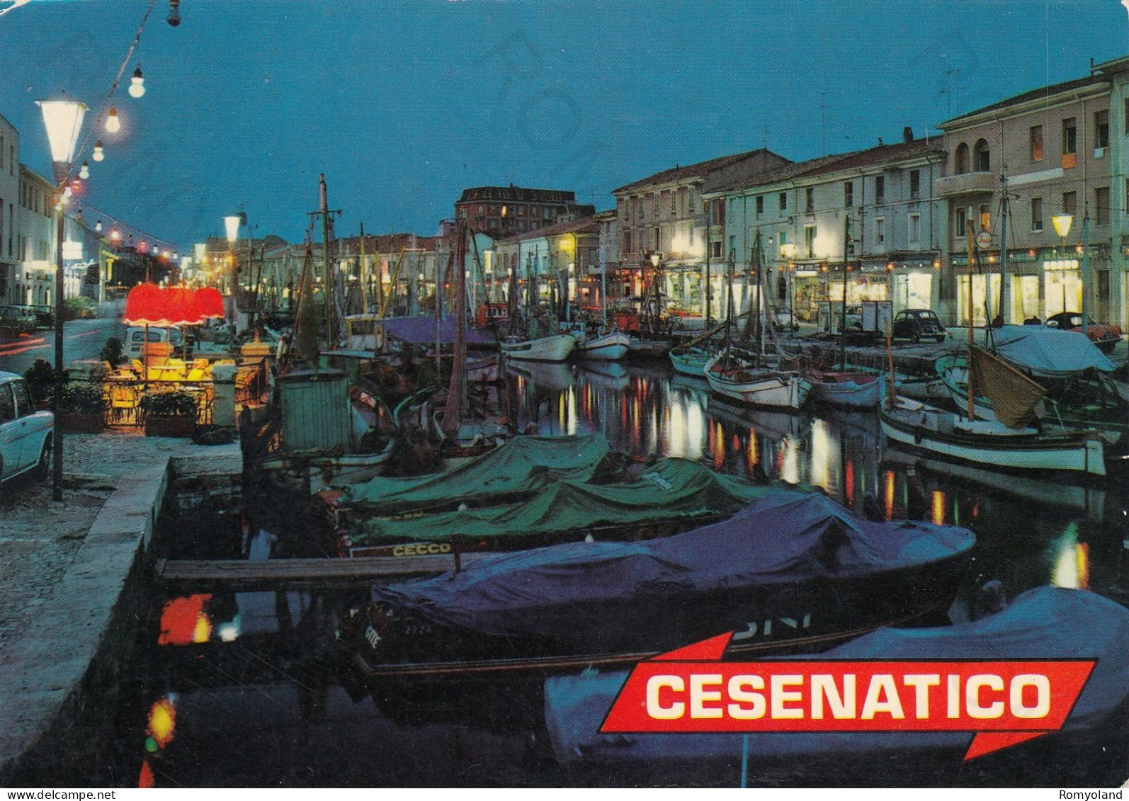 CARTOLINA  CESENATICO,CESENA,EMILIA ROMAGNA-RIVIERA ADRIATICA-PORTO CANALE-SPIAGGIA,MARE,VACANZA,BARCHE,VIAGGIATA 1971 - Cesena